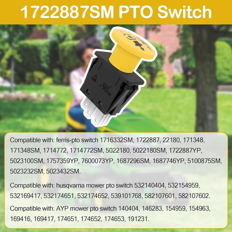 BZTT 1722887SM Mower Pto Switch for Bad Boy 10 Amp Clutch Switch Compatible Cub Cadet Toro Grasshopper Exmark Ferris Mower Clutch Part - Image 3
